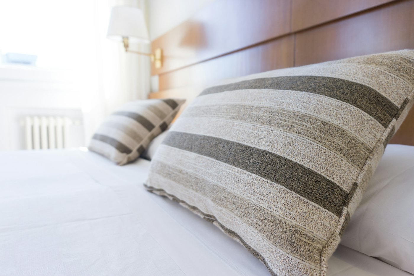 Crisp bed linen and soft pillows